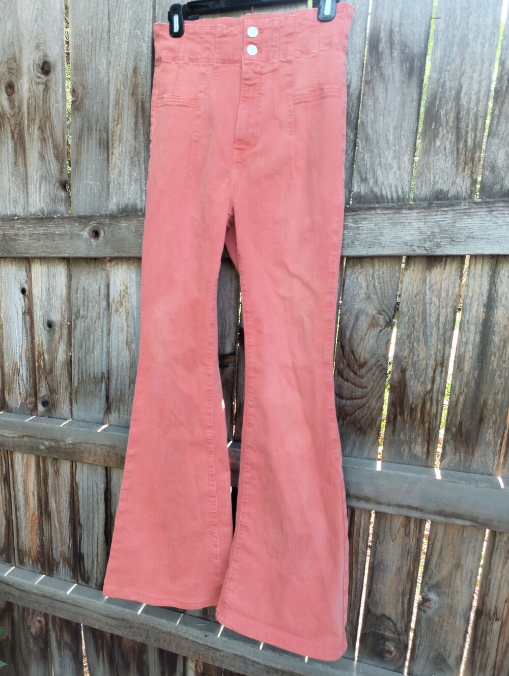 We The Free High-Waist Jayde Flare Pants in Apricot Brandy